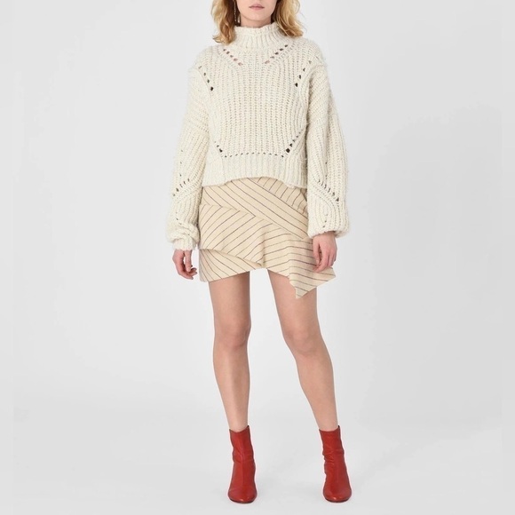 Isabel Marant Kimura Asymmetric Striped Ruffle Mini Skirt Size S - Picture 1 of 12